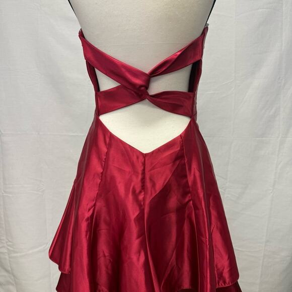 Vintage Jessica McClintock Gunne Sax Red Strapless Party Dress Size 9 - Picture 5 of 11